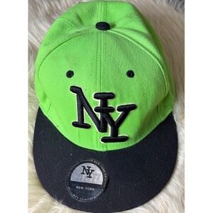 Embroidered NY Snapback Hat Green Black Flat Bill Adjustable Streetwear NYC